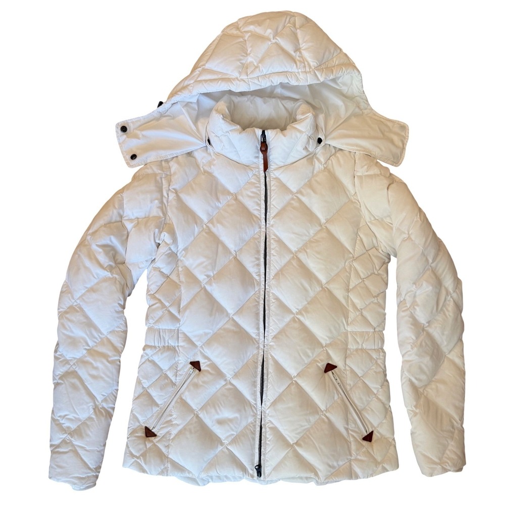 Eiger Guideboat Co Puffer Jacket Womens S White 750 FP 100% Goose Down Hood